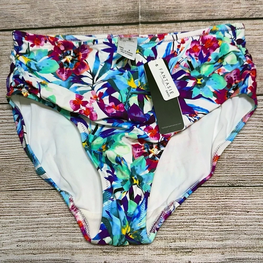 NWT Fantasie Multicolor Floral High Waist Bikini Bottoms Size S